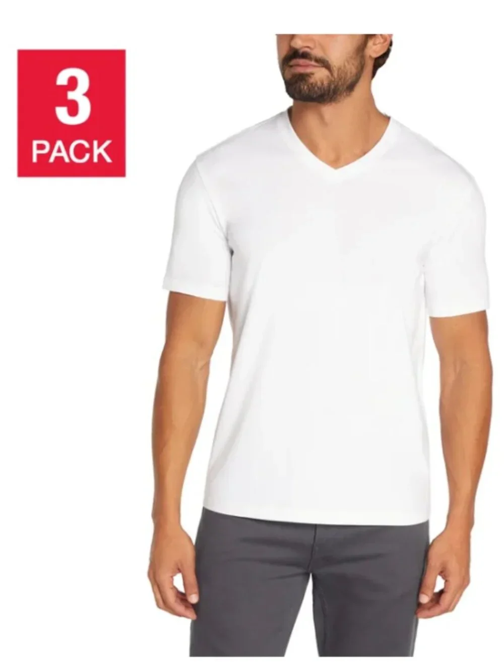 Banana Republic Men's V-Neck Tee, 3-pack, Cotton, White, Size M